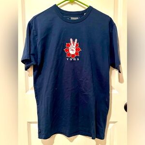 Vans Navy Blue T-Shirt with Red Graphic Peace Sign SZ M
